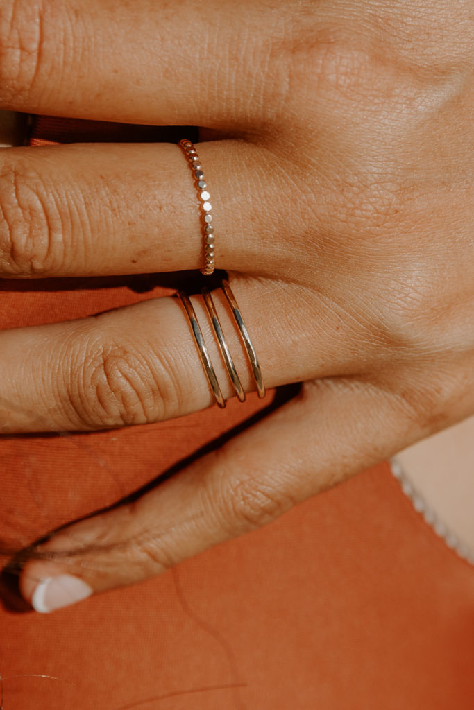 thin stacking rings on fingers